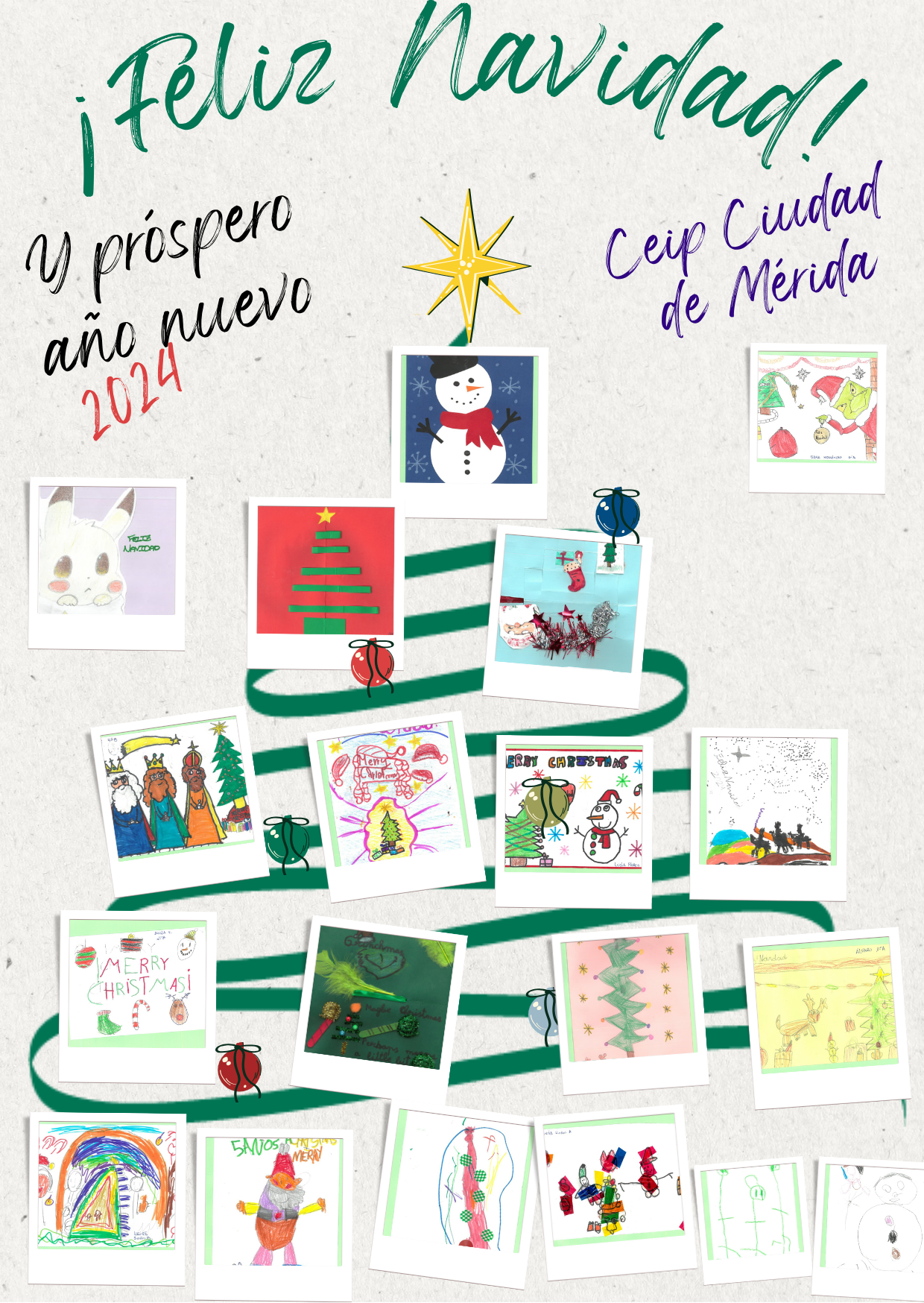 Tarjeta de Navidad Christmas Collage Familia Bonita Pastel