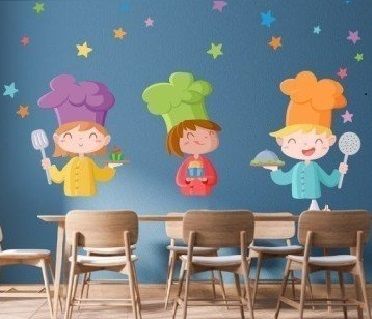 decoracion comedor escolar los tres cocineros vinilo decorativo mural