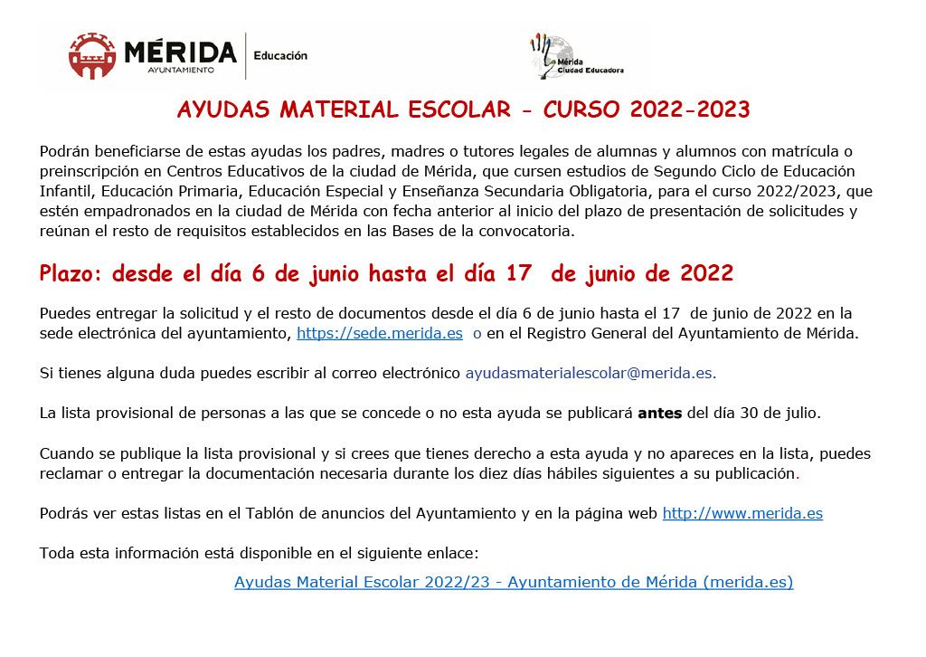 CARTEL AYUDAS MATERIAL ESCOLAR en A4 2022 2023 21024 1