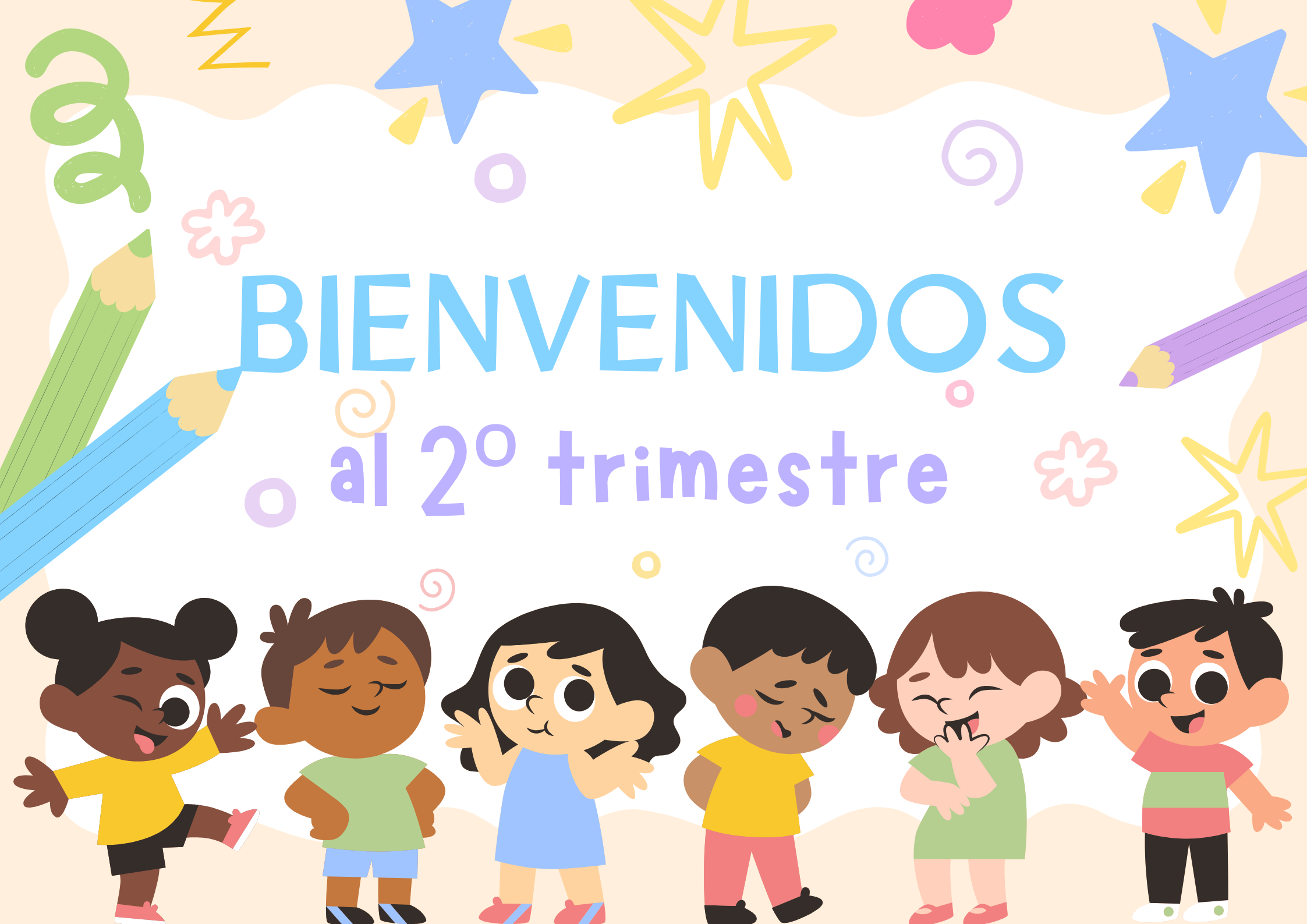 Cartel bienvenidos a clases colorido azul y violeta
